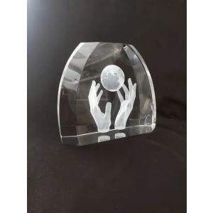 Globe Earth World Holding hands 3D laser glass event awards