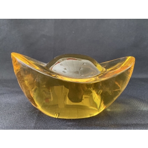 Golden Yellow Glass Chinese Yuan Bao (Chinese ancient money) for Desktop Prosperity Wealth Good Luck Decoration Gifts
