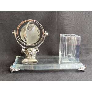 Rotating Globe Crystal Office Pen Holder Corporate Gifts