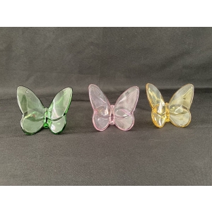 green pin yellow colored casting glass butterfly sculptures