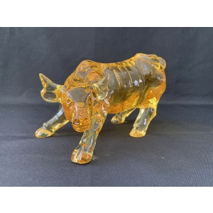 decorative art glass golden yellow bull sculpture