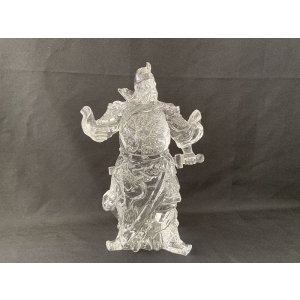 large casting glass Guan yu statue luxury Crystal Guan Gong sculpture