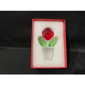 decor glass red rose ornaments