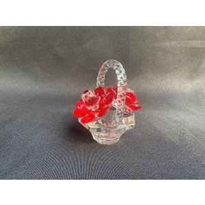 glass red rose flower basket table centerpiece