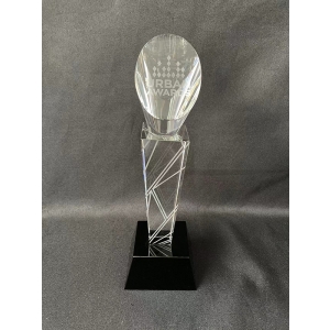 unique engraving solid glass city awards with black stand