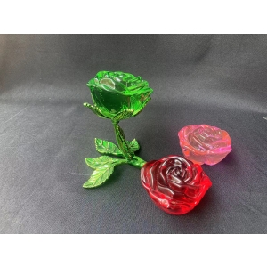 self-standing colored crystal glass roses flower