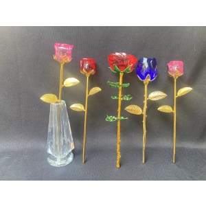 wedding decoration colorful glass rose flowers