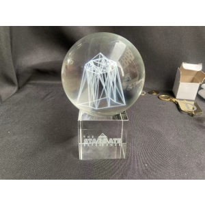 solid glass sphere with frame design laser engraving inside